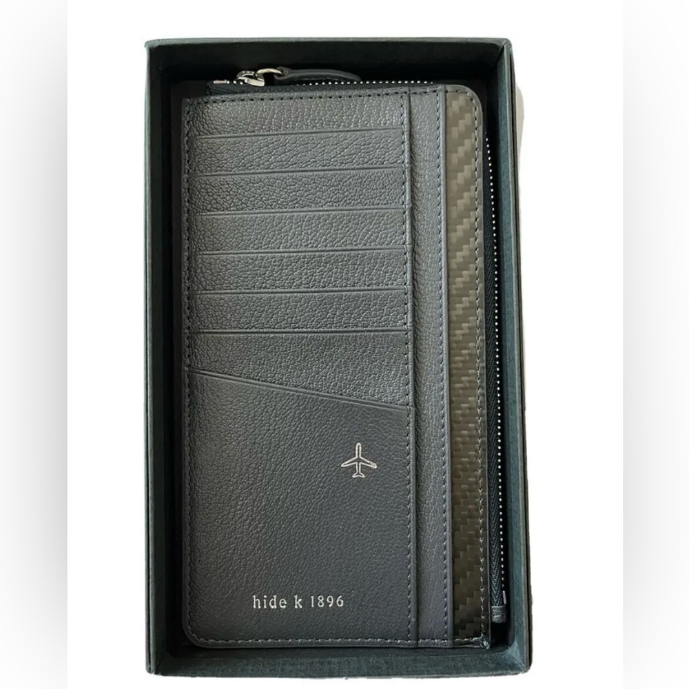 hide k 1896 RFID Blue Leather Travel Documents
Wallet